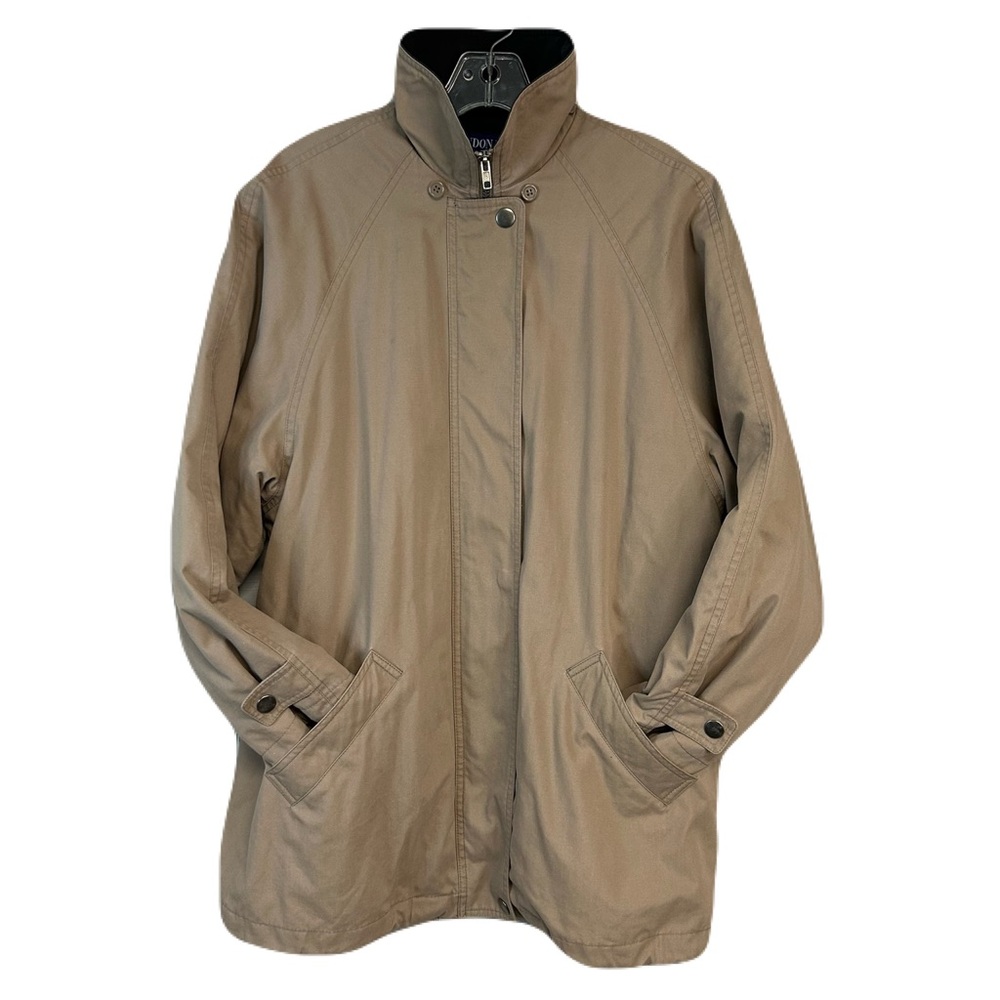 Vintage London Fog Windbreaker Jacket Mens M Zip Out Liner Funnel Neck Tan 90s